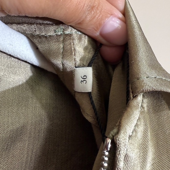 SANDRO Belted Satin Jumpsuit – Army Green – Size 36 – NWT - Picture 7 of 11